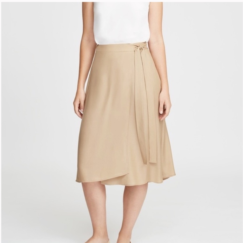 Cuyana Tencel Cupro Elegant‎ Tan Wrap Skirt Large